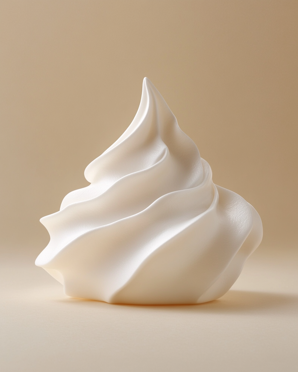 精密な温度管理を象徴するメレンゲの静物写真